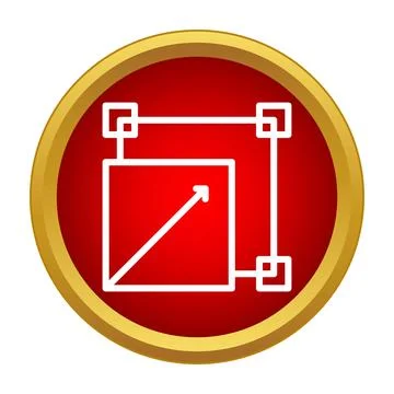 Resizing tool outline icon on red circular button Illustrazione stock