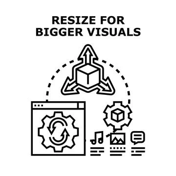 Resizing visual content for digital optimization and development Stock Illustration