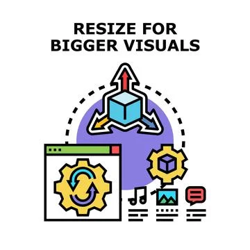 Resizing visual content for digital optimization and development Stock Illustration