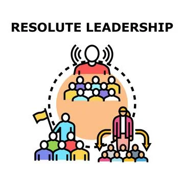 Resolute leadership developing team empowerment and influence concepts Ilustração Stock