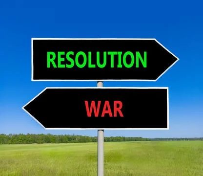 Resolution instead war symbol. Concept words Resolution and War on beautifu.. 스톡 사진