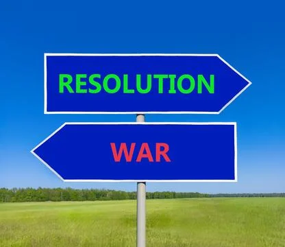 Resolution instead war symbol. Concept words Resolution and War on beautifu.. 스톡 사진