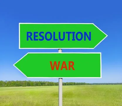 Resolution instead war symbol. Concept words Resolution and War on beautifu.. 스톡 사진