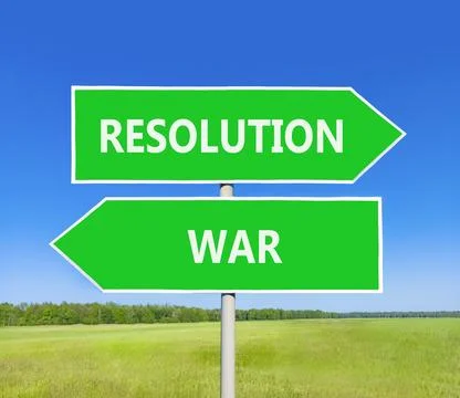 Resolution instead war symbol. Concept words Resolution and War on beautifu.. 스톡 사진