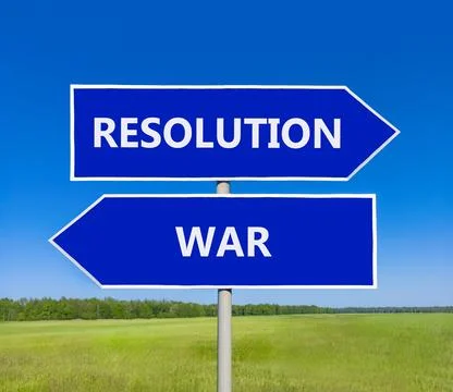 Resolution instead war symbol. Concept words Resolution and War on beautifu.. 스톡 사진