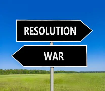 Resolution instead war symbol. Concept words Resolution and War on beautifu.. 스톡 사진