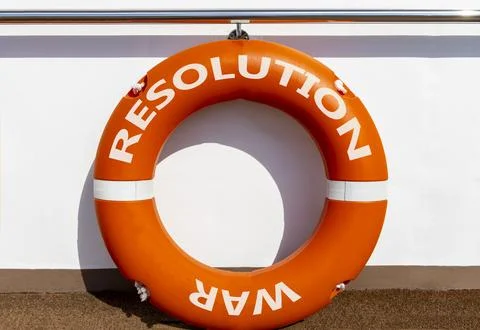 Resolution instead war symbol. Concept words Resolution and War on beautiful  스톡 사진