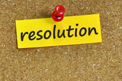 Resolution  word on notes paper with cork background Foto stock