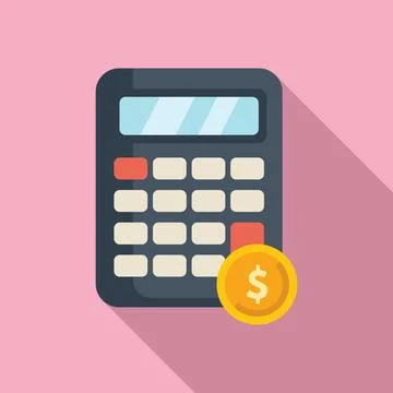 Resolve calculator icon flat vector. Finance monitor project Stock Illustration