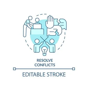 Resolve conflicts turquoise concept icon Stock Illustration