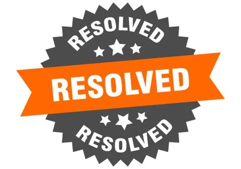 Resolved round isolated ribbon label. resolved sign Stock Illustration