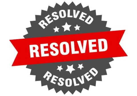 Resolved round isolated ribbon label. resolved sign Stock Illustration