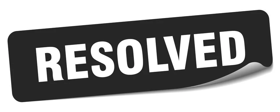 Resolved sticker. resolved label Stock Illustration