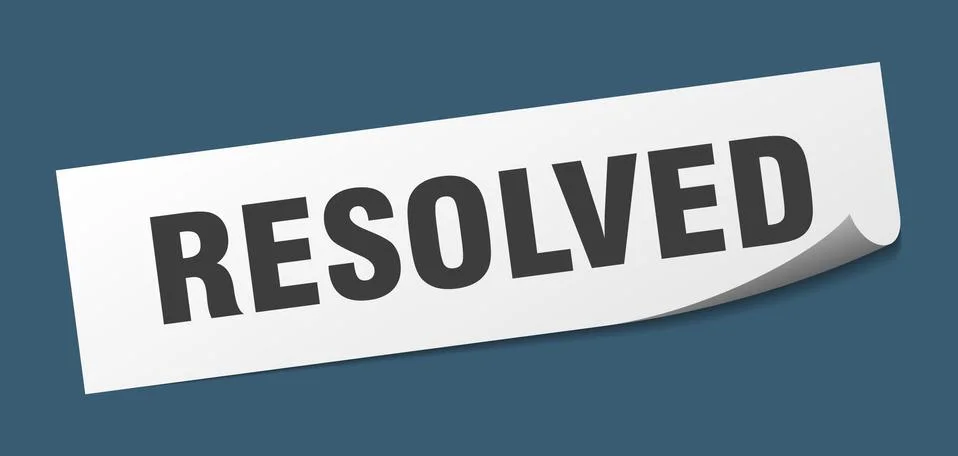 Resolved sticker. resolved square isolated sign. resolved label Ilustración de archivo