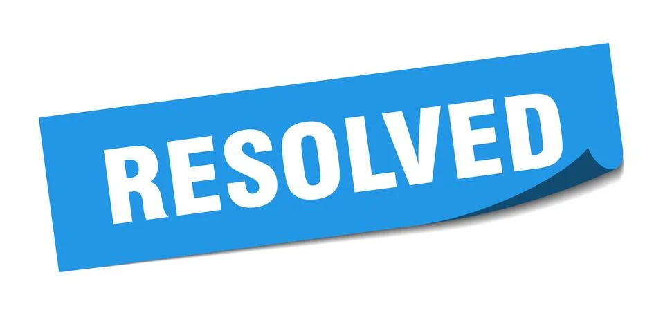 Resolved sticker. resolved square isolated sign. resolved label Ilustración de archivo