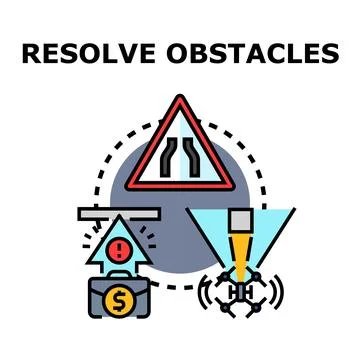Resolving business challenges and overcoming obstacles concept Stock Illustration