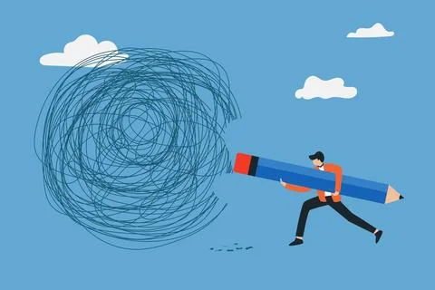 Resolving complex problems, erasing negative thoughts, calm in overcoming p.. Stock Illustration