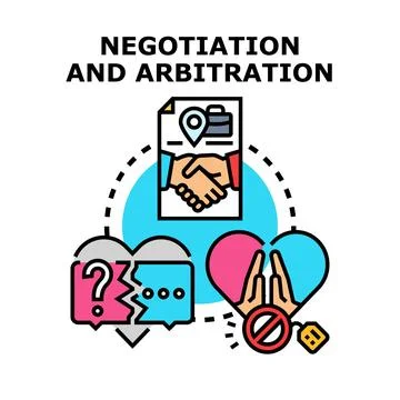 Resolving conflict through negotiation and business arbitration concept Stock Illustration