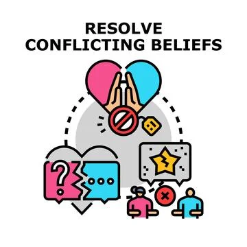 Resolving conflicting beliefs and differing opinions Stock Illustration