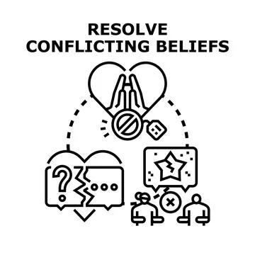 Resolving conflicting beliefs and differing opinions Stock Illustration