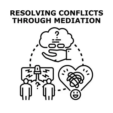 Resolving conflicts through mediation process illustration Stock Illustration