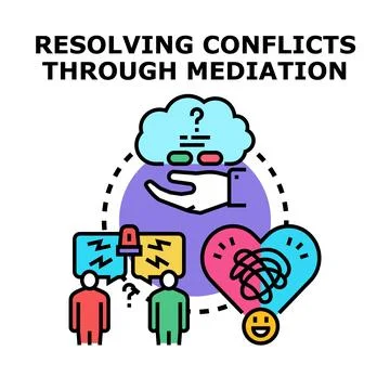 Resolving conflicts through mediation process illustration Stock Illustration