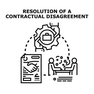 Resolving contractual disagreement through collaborative negotiation process Stock Illustration