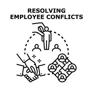 Resolving employee conflicts and workplace disputes illustration Stock Illustration