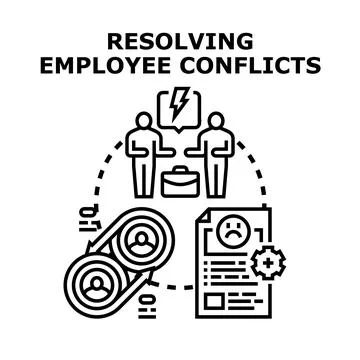 Resolving employee conflicts process in corporate environment Stock Illustration