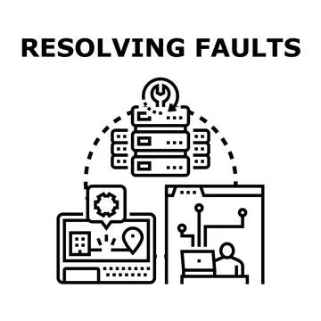 Resolving faults and technical problems in systems Stock Illustration