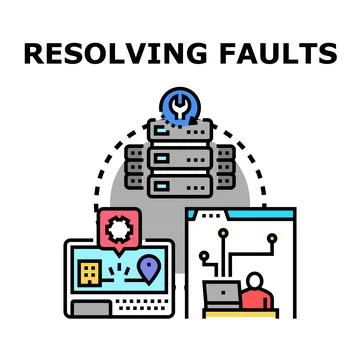 Resolving faults and technical problems in systems Illustrazione stock