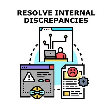 Resolving internal discrepancies in business processes Stock Illustration