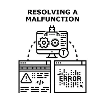 Resolving malfunction computer system error debugging process Stockillustratie