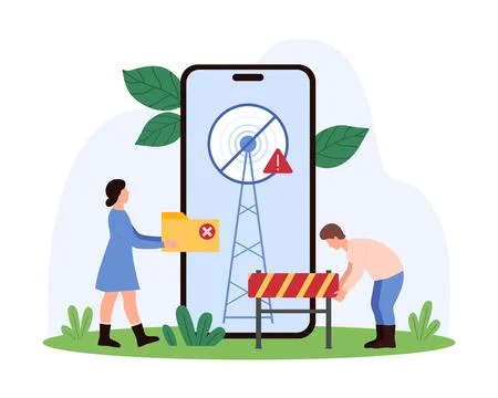 Resolving No Signal Issues on Mobile Devices concept Stock Illustration