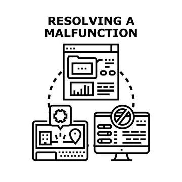 Resolving software system malfunction technical support concept Stock Illustration