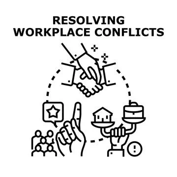 Resolving workplace conflicts concept flat vector illustration Stock Illustration