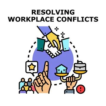 Resolving workplace conflicts concept flat vector illustration Stock Illustration