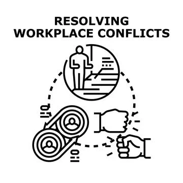 Resolving workplace conflicts management vector illustration Stock Illustration