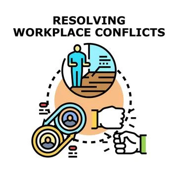Resolving workplace conflicts management vector illustration Stock Illustration