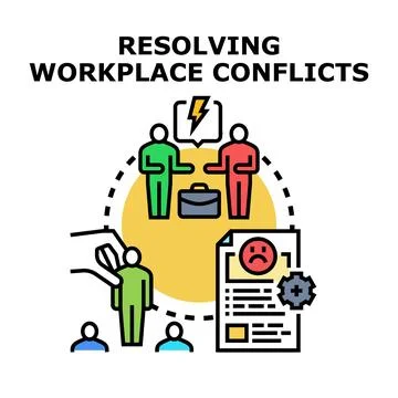 Resolving workplace conflicts vector icon concept Stock Illustration