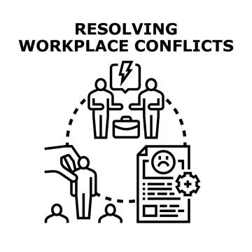 Resolving workplace conflicts vector icon concept Stock Illustration