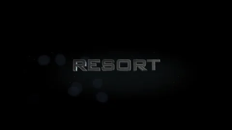 Resort 3D title metal text on black alpha channel background Stock Footage 256991889