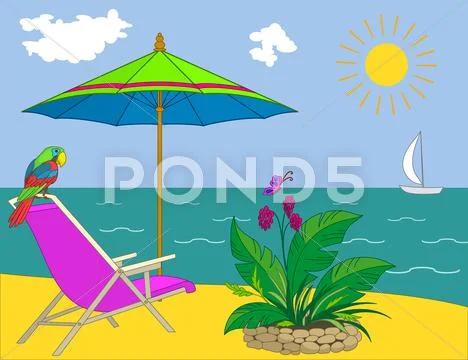 Resort beach Stock Illustration