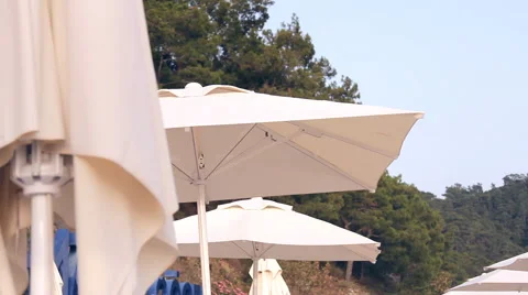 The resort, the beach, sea view, cabins for sunbathing Stock Footage 41648628