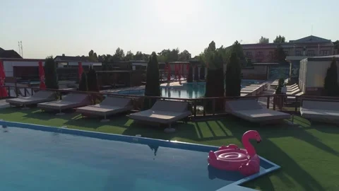 A resort complex with several swimming pools. Drone filming Stock Footage 311483805