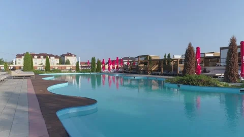A resort complex with several swimming pools. Drone filming Stock Footage 311483812
