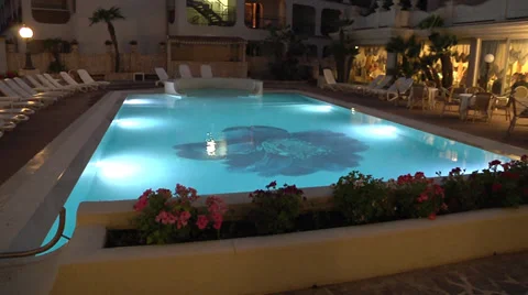 Resort hotel, restaurant, pool. Stock Footage 30324101