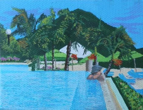 Resort infinity pool Stock Illustration