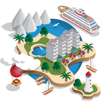 The resort is on the islands. Stock Illustration