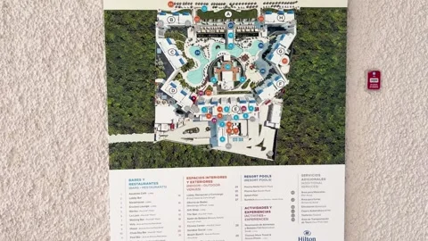 Resort Map 2026/09/07: Resort Map Layout - Cancun, Mexico Stock Footage 347694541